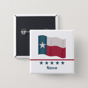 Texas Lone Star Flag Gepersonaliseerde Naam Badge Vierkante Button 5,1 Cm