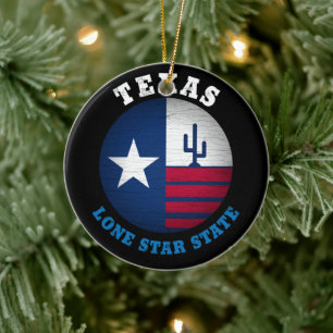 TEXAS LONE STAR FLAG KERAMISCH ORNAMENT