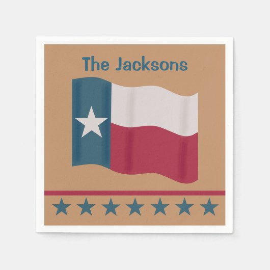 Texas Lone Star Flag Name Persoonlijk Tan Servet (Voorkant)