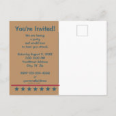 Texas Lone Star Flag Party nodigt uit Aankondigingskaart (Achterkant)