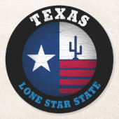 TEXAS LONE STAR FLAG RONDE KARTONNEN ONDERZETTER (Voorkant)
