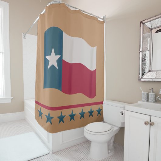 Texas Lone Star Flag Tan Red White Blue Douchegordijn (In situ)