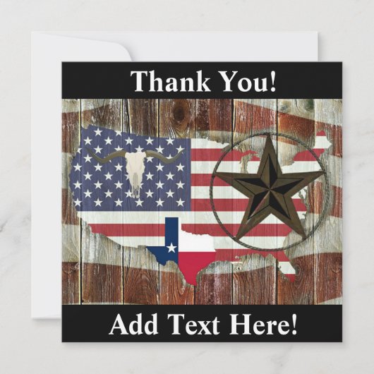 Texas Lone Star Longhorn Texas State Map Bedankkaart (Voorkant)