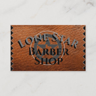 Texas Lone Star op Brown Leather op Visitekaartje