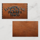 Texas Lone Star op bruin leder op Visitekaartje (Voorkant / Achterkant)