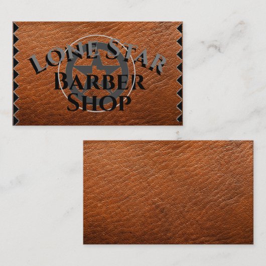 Texas Lone Star op bruin leder op Visitekaartje (Voorkant / Achterkant)