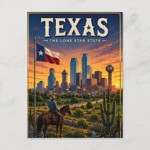 Texas Lone Star Skyline Woestijn Zonsondergang Avo Briefkaart