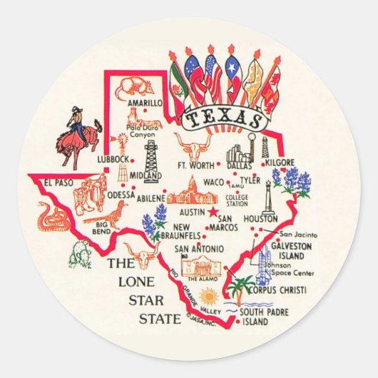 Texas - Lone Star Staat Ronde Sticker (Voorkant)