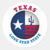 TEXAS LONE STAR STAATSVLAG RONDE STICKER (Voorkant)