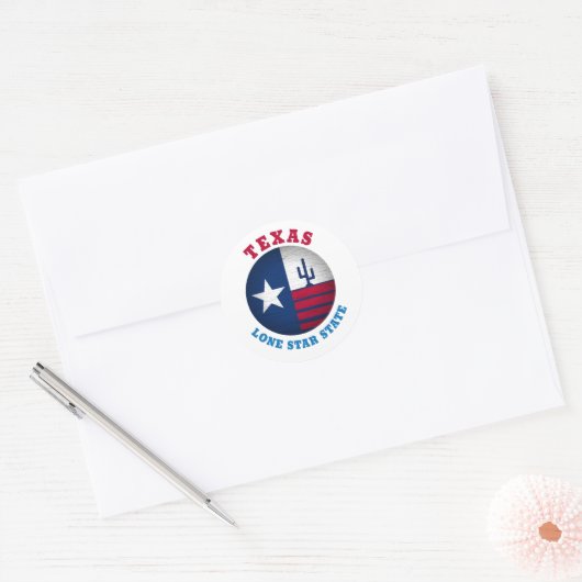 TEXAS LONE STAR STAATSVLAG RONDE STICKER (Envelop)