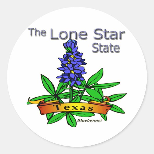 Texas Lone Star State Bluebonnet Ronde Sticker (Voorkant)