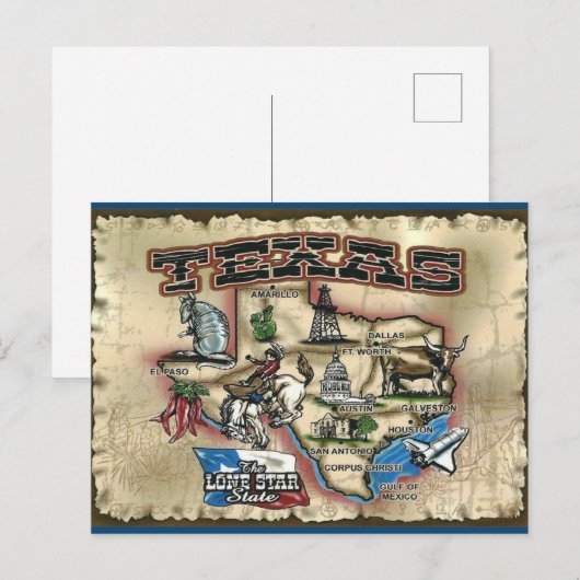  Texas Lone Star State Briefkaart (Voorkant / Achterkant)