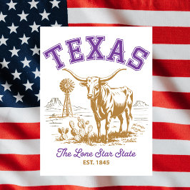 Texas Lone Star State Bull Illustration Travel Briefkaart