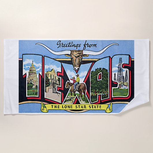 Texas Lone Star State Colorful Retro Beach Towel Strandlaken (Voorkant)
