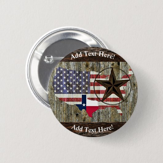 Texas Lone Star State Flag Map Button (Voorkant /achterkant)