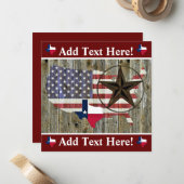 Texas Lone Star State Flag Map Card Notitiekaartje (Voorkant / Achterkant in situ)