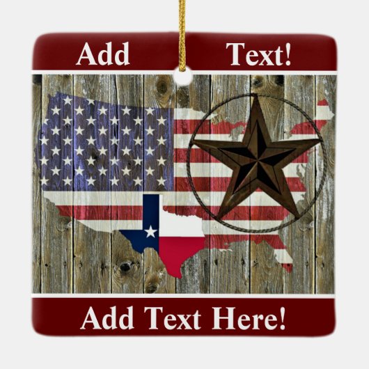 Texas Lone Star State Flag Map Ceramic Ornament (Achterkant)