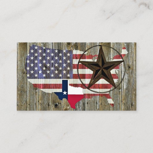 Texas Lone Star State Flag Map Visitekaartje (Voorkant)