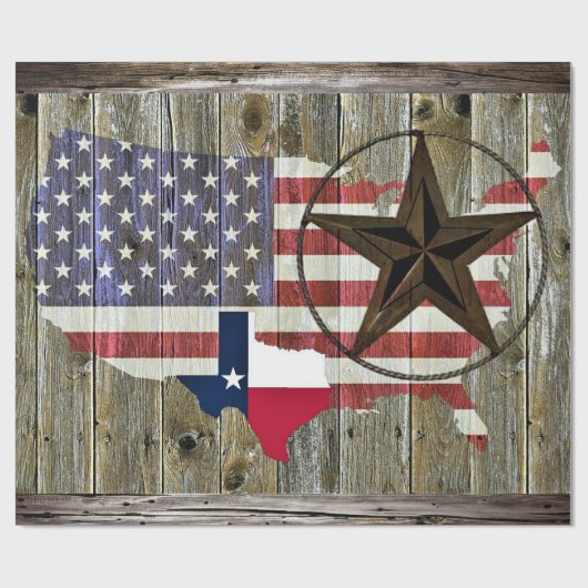 Texas Lone Star State Flag Map Wrapping Paper Cadeaupapier (Vlak)