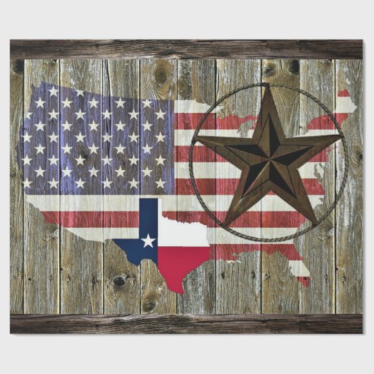 Texas Lone Star State Flag Map Wrapping Paper Cadeaupapier (Vlak)