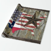Texas Lone Star State Flag Map Wrapping Paper Cadeaupapier (Uitgerold)