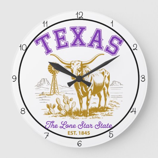Texas Lone Star State Longhorn Grote Klok (Voorkant)