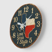 Texas Lone Star State map rustic cowboy Grote Klok (Hoek)