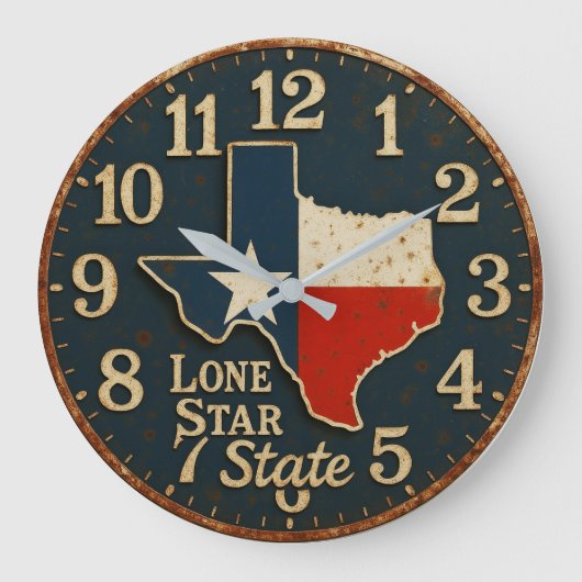 Texas Lone Star State map rustic cowboy Grote Klok (Voorkant)