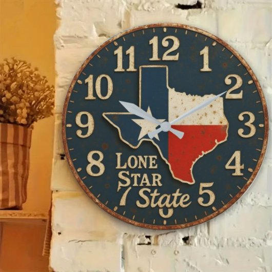 Texas Lone Star State map rustic cowboy Grote Klok