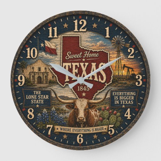 Texas Lone Star State RusticGift for Home Ranch Grote Klok (Voorkant)