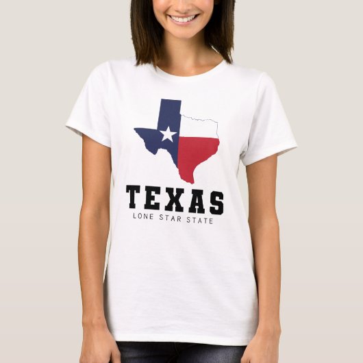 Texas, Lone Star State, Vlag Kaart Dames Wit T-shirt (Voorkant)