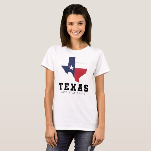 Texas, Lone Star State, Vlag Kaart Dames Wit T-shirt (Voorkant volledig)