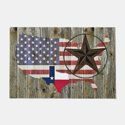 Texas Lone Star State Vlag Kaart Deurmat (Voorkant)