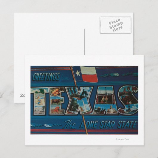 Texas (Lone-Star vlag)Grote letterscènes Briefkaart (Voorkant / Achterkant)