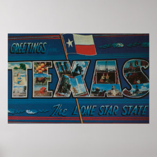 Texas (Lone-Star vlag)Grote letterscènes Poster