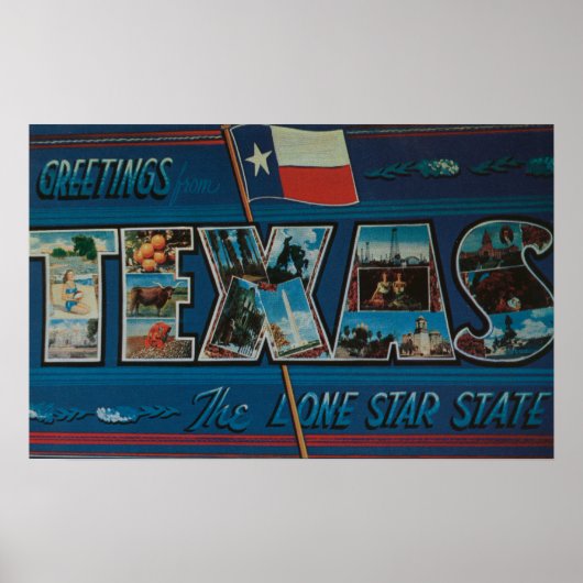 Texas (Lone-Star vlag)Grote letterscènes Poster (Voorkant)