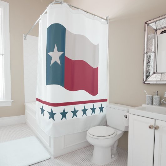 Texas Lone Star Vlag Rood Wit Blauw Douchegordijn (In situ)