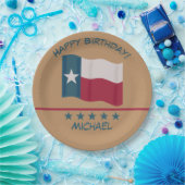Texas Lone Star Vlag Tan Naam Personaliseer Verjaa Papieren Bordje (Feest)