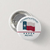 Texas Lone Star Vlagnaam Gefeliciteerd Badge Ronde Button 3,2 Cm (Voorkant /achterkant)