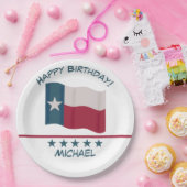Texas Lone Star Vlagnaam Personaliseer Verjaardag Papieren Bordje (Feest)