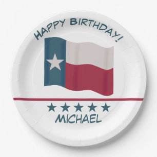 Texas Lone Star Vlagnaam Personaliseer Verjaardag Papieren Bordje
