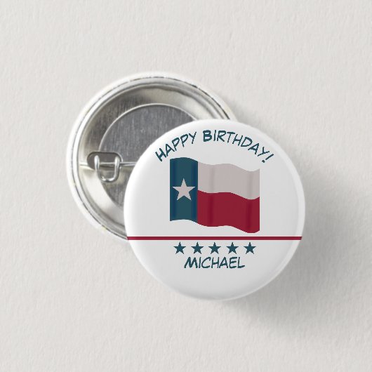 Texas Lone Star Vlagnaam Personaliseer Verjaardag Ronde Button 3,2 Cm (Voorkant /achterkant)