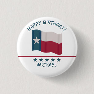 Texas Lone Star Vlagnaam Personaliseer Verjaardag Ronde Button 3,2 Cm