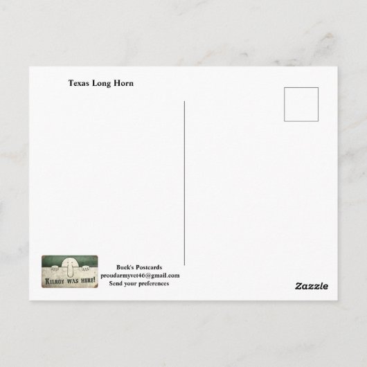Texas Long Horn Postcard Briefkaart (Achterkant)