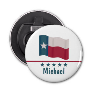 Texas Long Star Vlagnaam gepersonaliseerd Button Flesopener