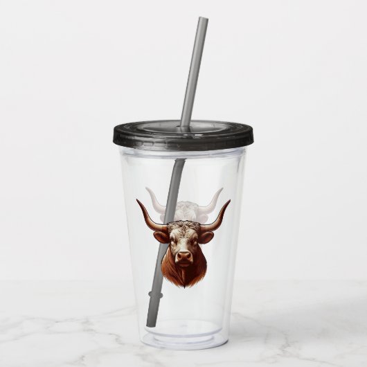 Texas Longhorn Acryl Drinkbeker (Achterkant)