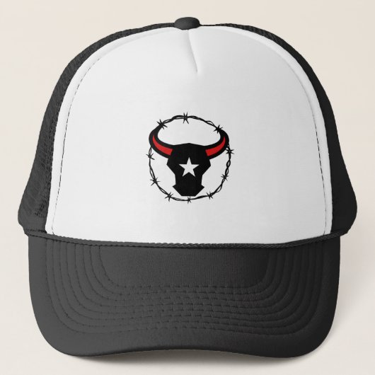 Texas Longhorn Barbed Wire Icon Trucker Pet (Voorkant)
