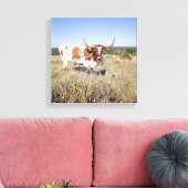 Texas Longhorn Breed (foto) Canvas Afdruk (Insitu (Woonkamer))