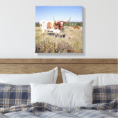 Texas Longhorn Breed (foto) Canvas Afdruk (Insitu (Slaapkamer))