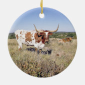 Texas Longhorn Breed (foto) Keramisch Ornament (Achterkant)